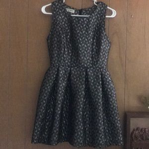 Metallic slvs flare dress